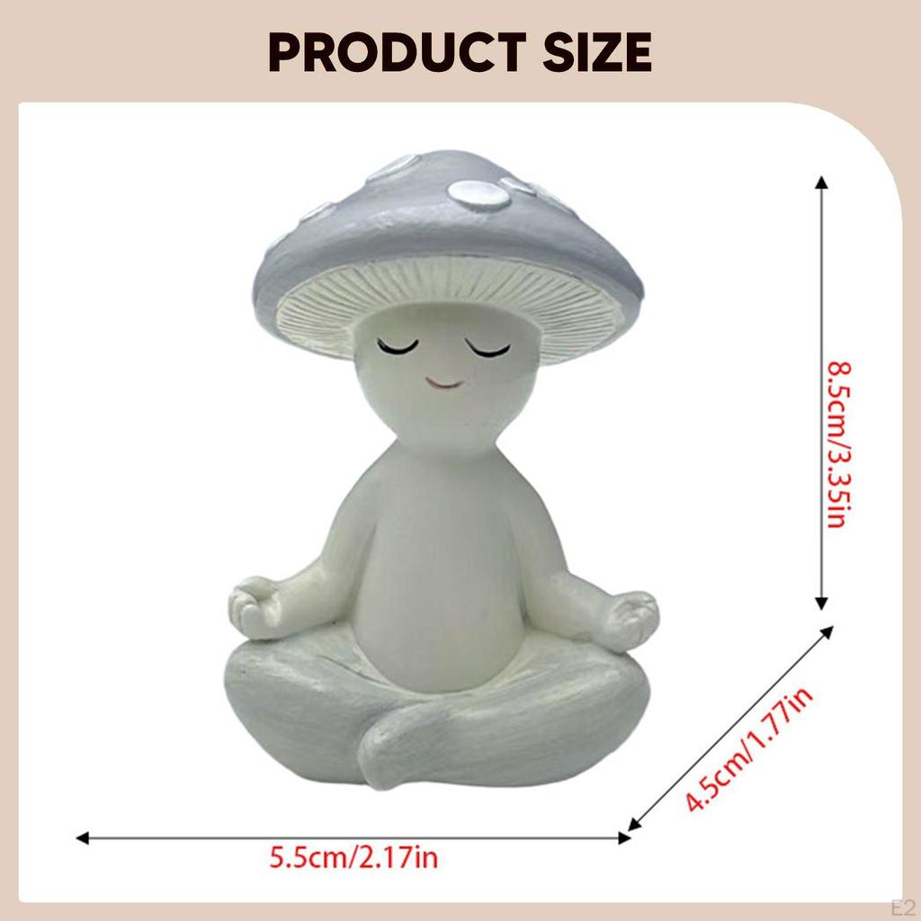 Meditationspilz Statue Dekorative Figur Kunsthandwerk Niedliches Schreibtischornament Kleine Skulptur für