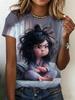 3D Printed Little Girl Graphics T-Shirt for Women Short Sleeves Summer Casual Streetwear O-Neck Tops Oversized Women Clothing