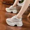 Thick-soled Dad Shoes Women's 2025 Spring and Summer New Full Diamonds Small Inner Height-increasing Women's Shoes Hollow Mesh Breathable Sandals