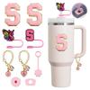 9Pcs Cup Accessories Set for 30oz 40oz Cup Personalize Your Tumbler with Silicone Straw Caps Letter Pendants Spill Stoppers