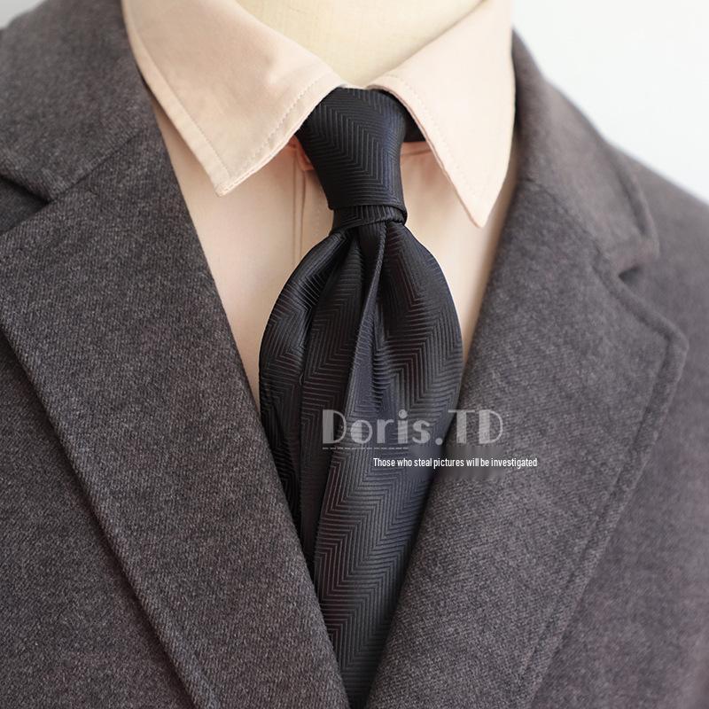 Retro Korean Style 8CM Navy Green Brown Pattern Men's Suit Tie