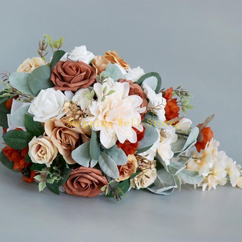 KX4B Artificial Rose Silk Flowers Glorious Flower Bouquets for Wedding Party Bridal 20   Wedding Romantic Theme China Mainland