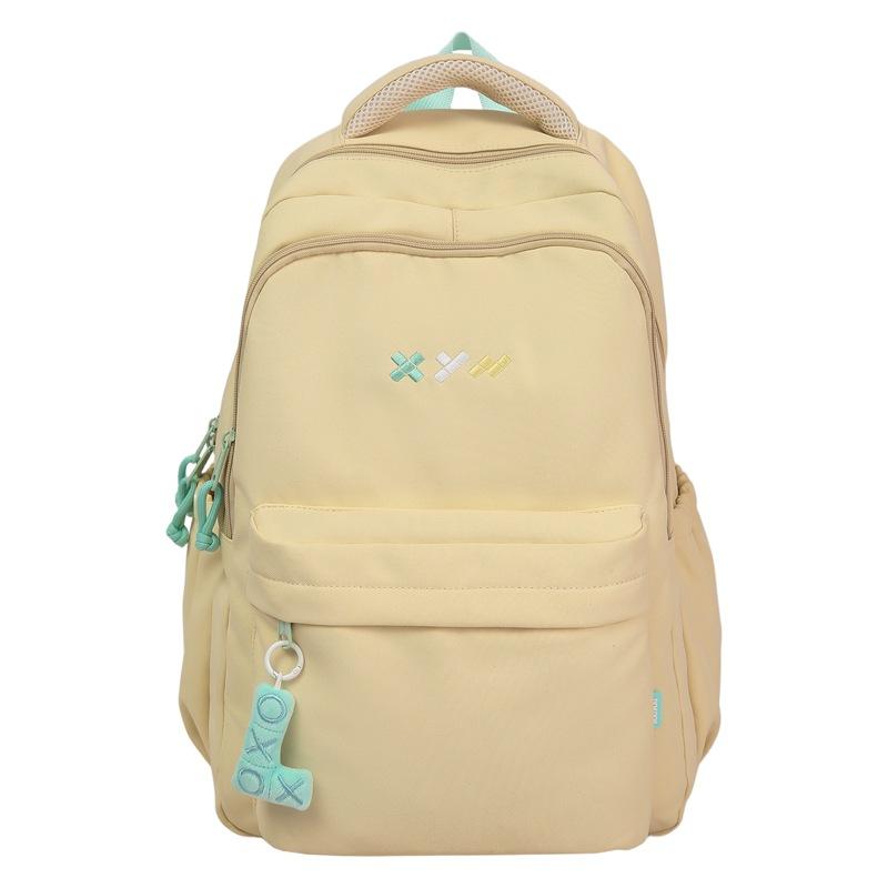 Schoolbag Backpack Korean Version Solid Color College Style Fresh and Sweet Backpack Campus Class Large Capacity Student Schoolbag