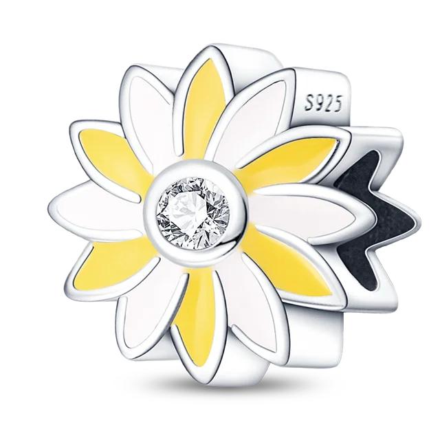 100 % 925 Sterling Silber glänzende bunte Charms Perlen Sonnenblume Schmetterling Sonne Anhänger Fit Original neue Armband DIY Schmuck
