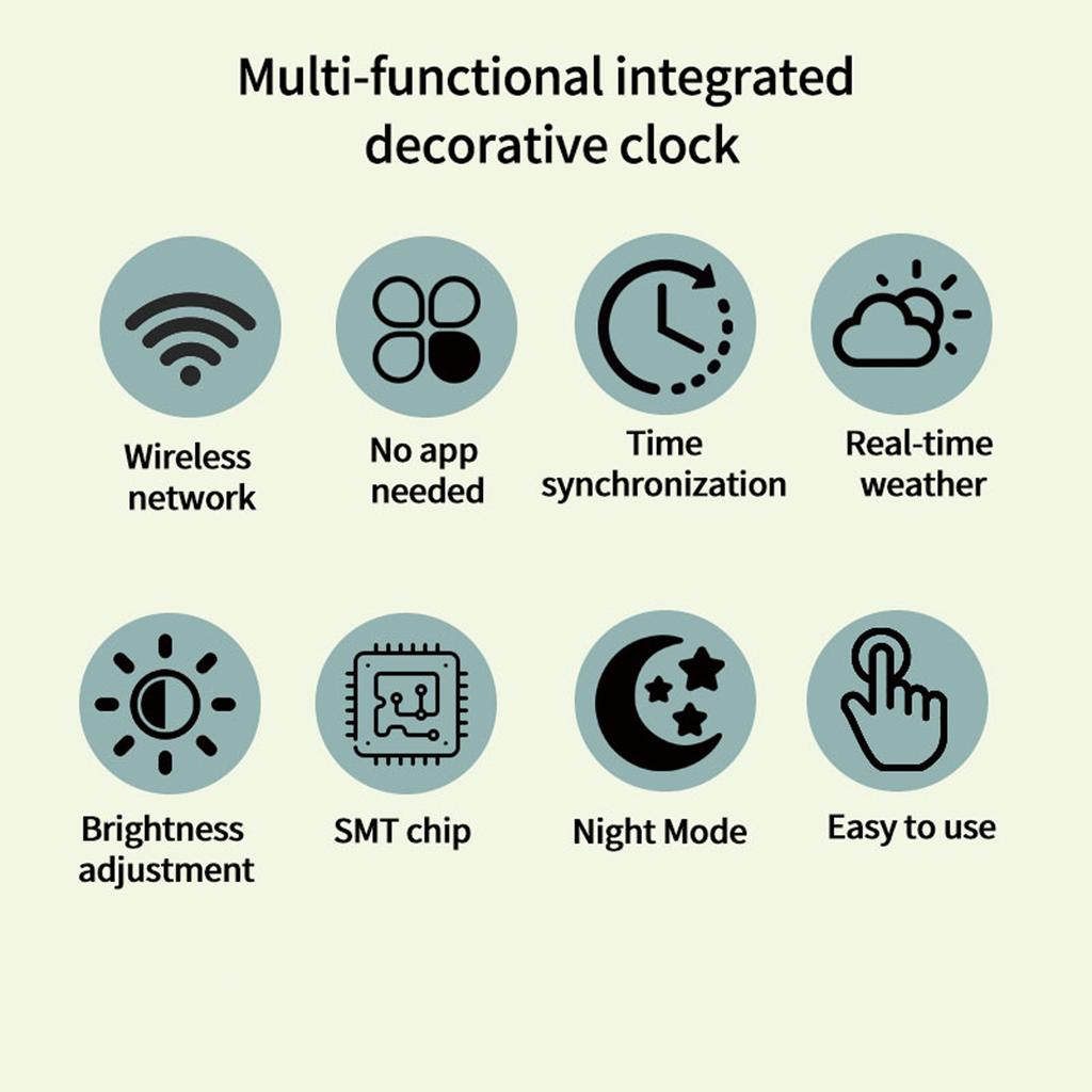 Smart Weather Clock WiFi Desktop Electronic Clock with Real-Time Weather 1.54" 240×240 Display Adjustable Brightness Night Mode Customizable Scr