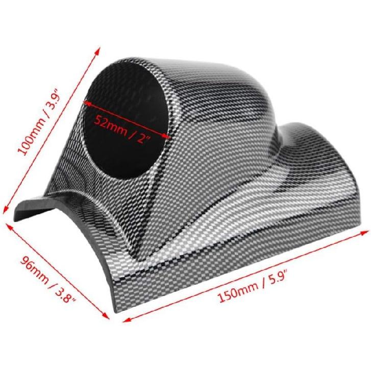Aramox Universal Carbon Fiber Gauge Holder Bracket, Racing Meter Pod for Single Hole Installation