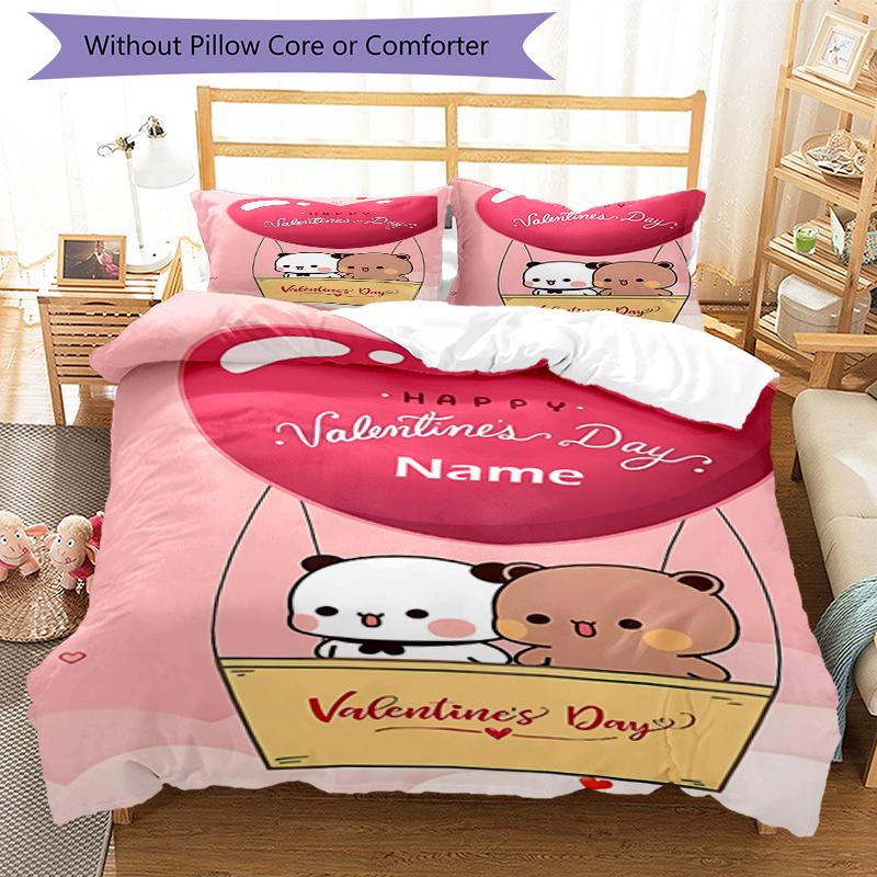 3pcs Custom Name Bubu Dudu Bedding Set Duvet Cover Closure Includes 1 Duvet Cover & 2 Pillowcases, Soft and Comfortable for All Seasons.