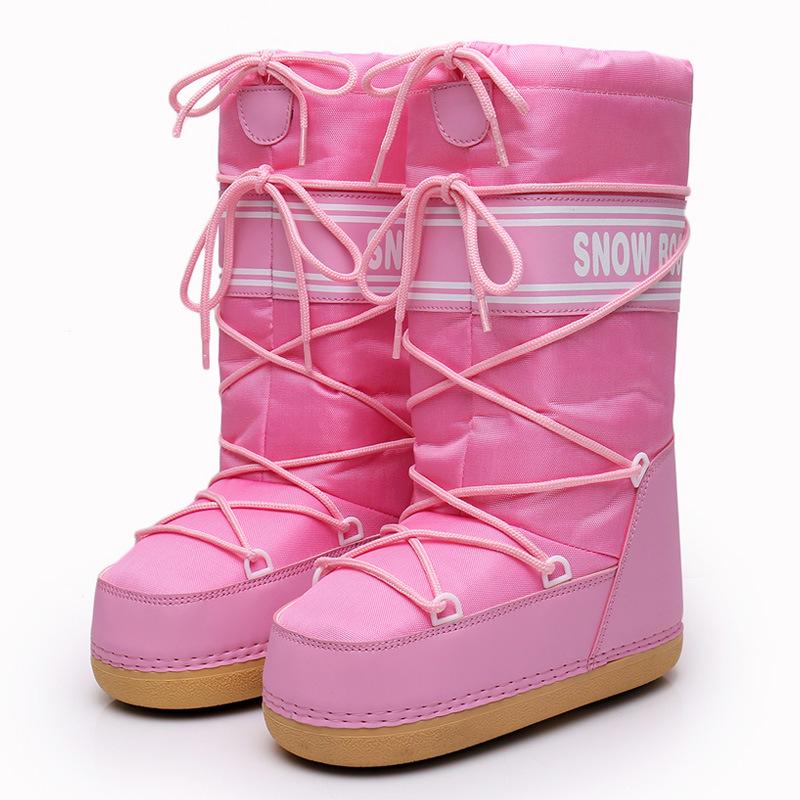 Y025 Trendy 2025 Winter Skiing Space Boots: Stylish Round Toe, Mid-Calf Women's Snow Boots, Thickened Moon Shoes.