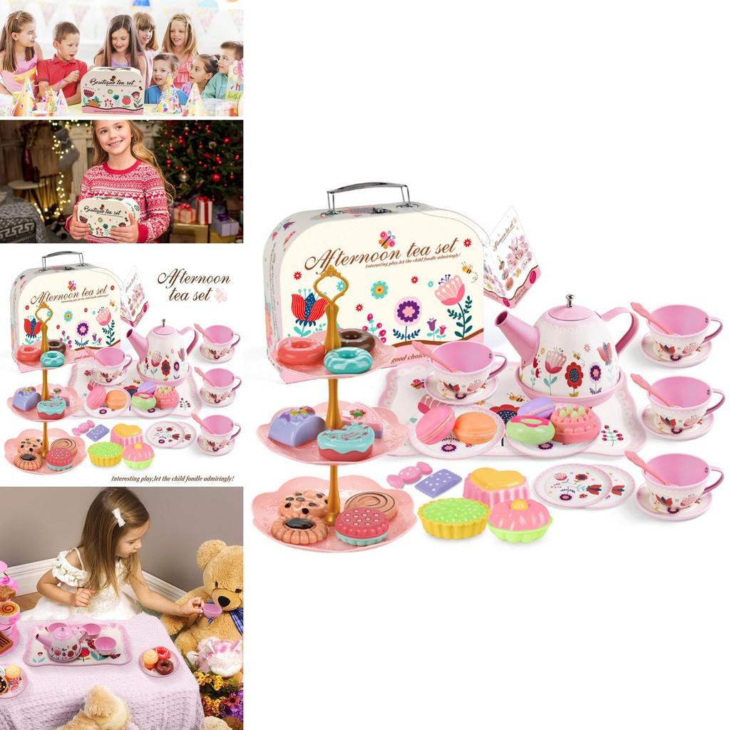 Charming Children's Tea Party Playset With Colorful Tin Tea Set And Sweet Treats