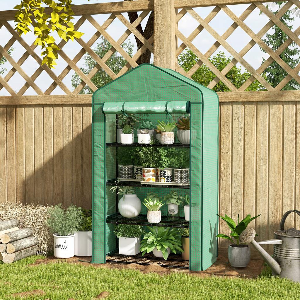 Four-Tier Mini Greenhouse, with Reinforced Plastic Cover