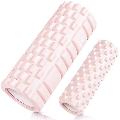 Gruper Foam Roller, Myofascial Release, Set of 2 (Large and Small), Myofascial Roller, Stretching Roller, Grid Foam Roller (Fresh Pink)