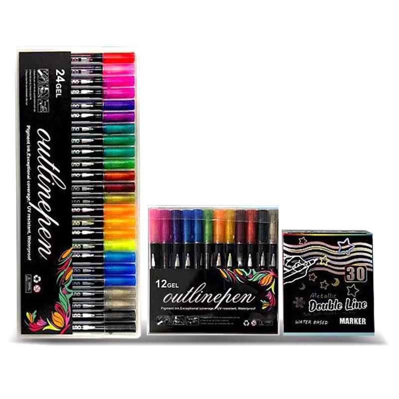 8/12/24/36 Farben Doppellinien-Konturenstifte, Selbstkonturierende Metallic-Marker, Glitzer-Schreib- und Zeichenstifte für Weihnachtskarten