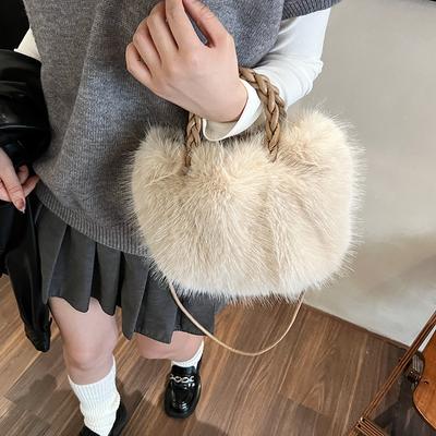 Handheld Fluffy Bag Women's 2025 New Autumn and Winter Pleated Cloud Bag Premium Plush Bag Single Shoulder Messenger Bag