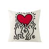 Linen Pillowcase Cartoon Hand-painted Love Cushion Cover 45x45cm Home Sofa Decoration