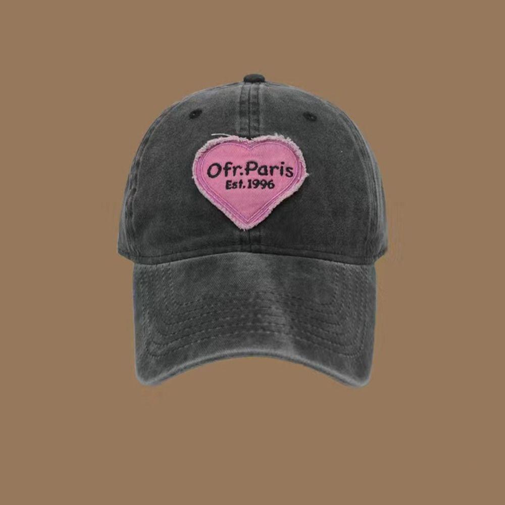 Love Heart Embroidery Snapback Hat Washed Cotton Couple Sun Hats Fashion Women Baseball Cap