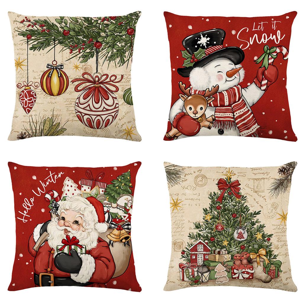 Popular Christmas Pillowcases for Holidays Santa Claus Linen Home Decoration Pillowcases