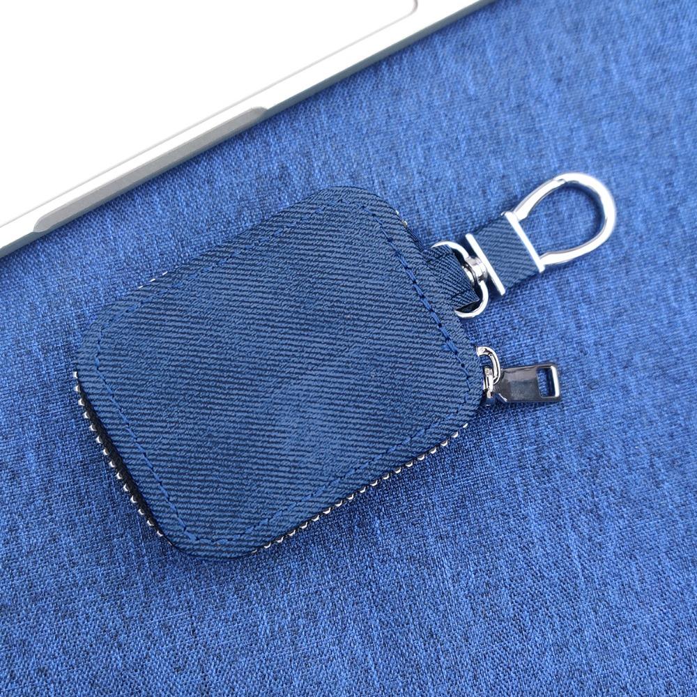 

Simple Denim Earphone Bag Lightweight with Keychain Headphone Storage Bag Portable Zipper Bag for AirPods Pro3/Pro2/AirPods 4 синий
