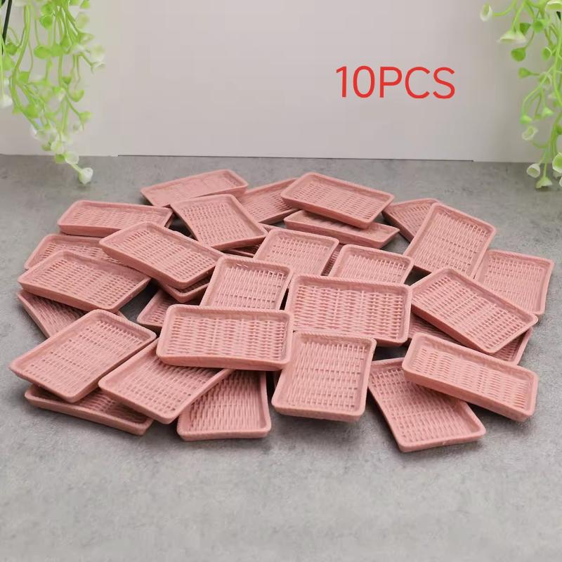 10Pcs Dollhouse Simulation Miniature Kitchen Cutlery Dish Plate Dessert Bread Plate Model Ornament Toys Doll House Accessories