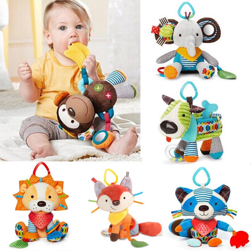 Baby Toys Plush Stuffed Rattle Toys Stroller Hanging Animals Bed Mobile Infant for Baby Toys 0 6 Months Peluche Sensorial Baby