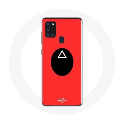 Чехол - Samsung - Galaxy A21S - Мягкий - Красный - Игра в кальмара Маска Солдата Треугольник