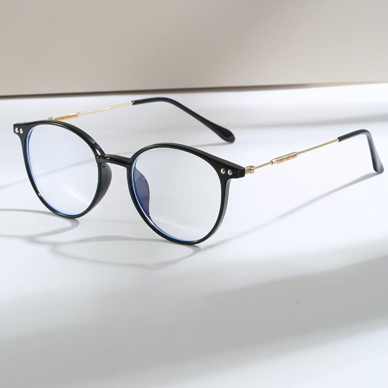 Women's Full-Frame Metallic Retro Clear Lens Glasses Fashion Accessories for Daily Commute and Photo Shoots