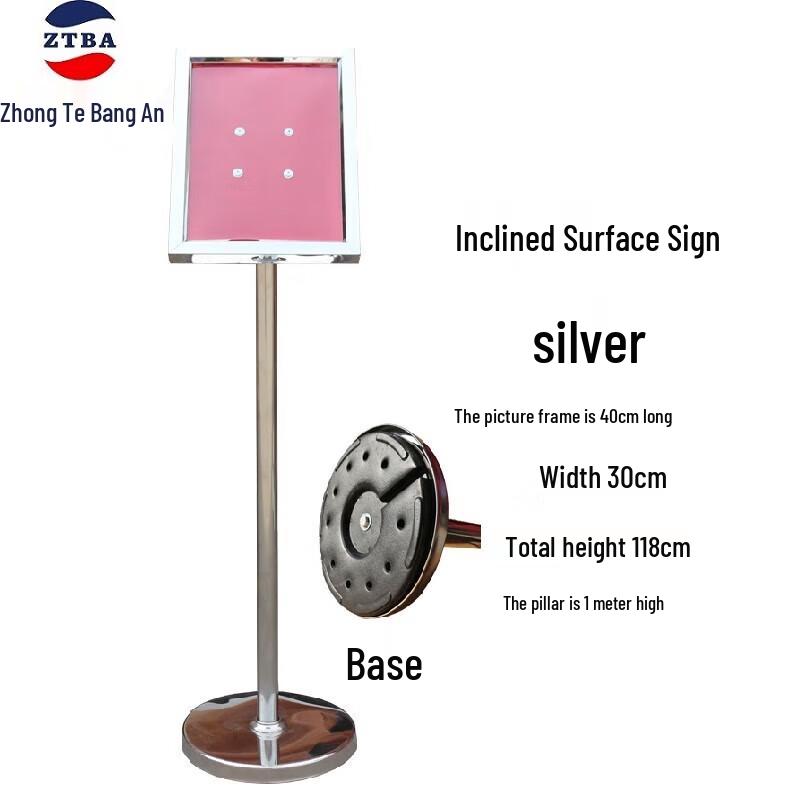 Stainless Steel Slanted Display Sign Standard Size