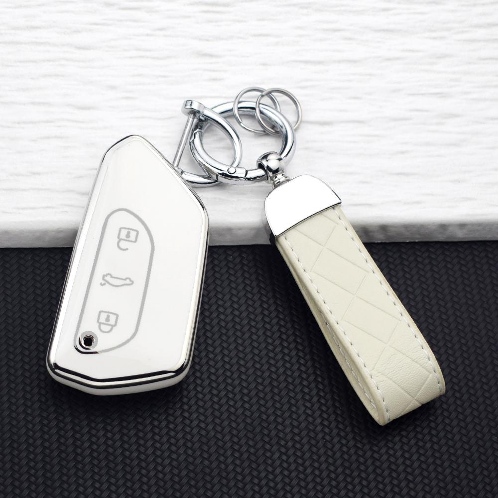 Soft TPU Car Remote Key Case Cover Shell for VW Volkswagen Golf 8  For Skoda Octavia A8  SEAT Leon MK4 Key Fob Chain Accessories