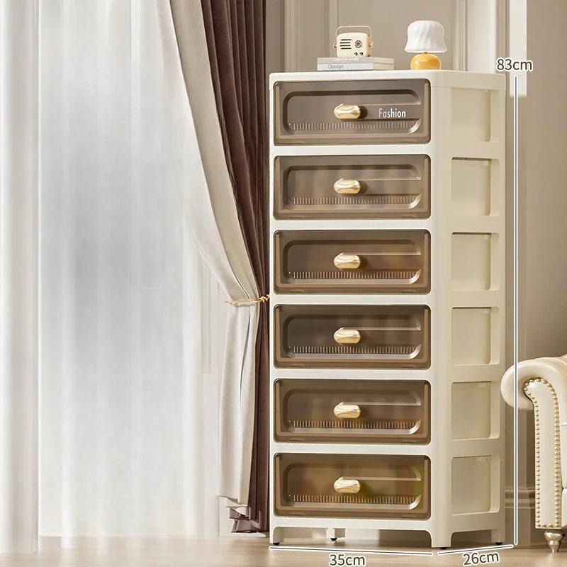 Home Storage Cabinet Bedside Table Stackable Plastic Cabinet Multi-layer Drawer Foldable Organizer Snack Toys Chest of Drawers