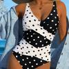 Black And White Printed Cross Gathered Integrated One Piece Bikini Swimsuit Women Fashion Beach Vacation Elegant Wear