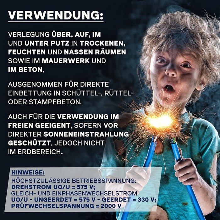 Câble d'installation - ebrom - nym-j 3x1,5 mm - 3 fils - ignifuge - extérieur possible