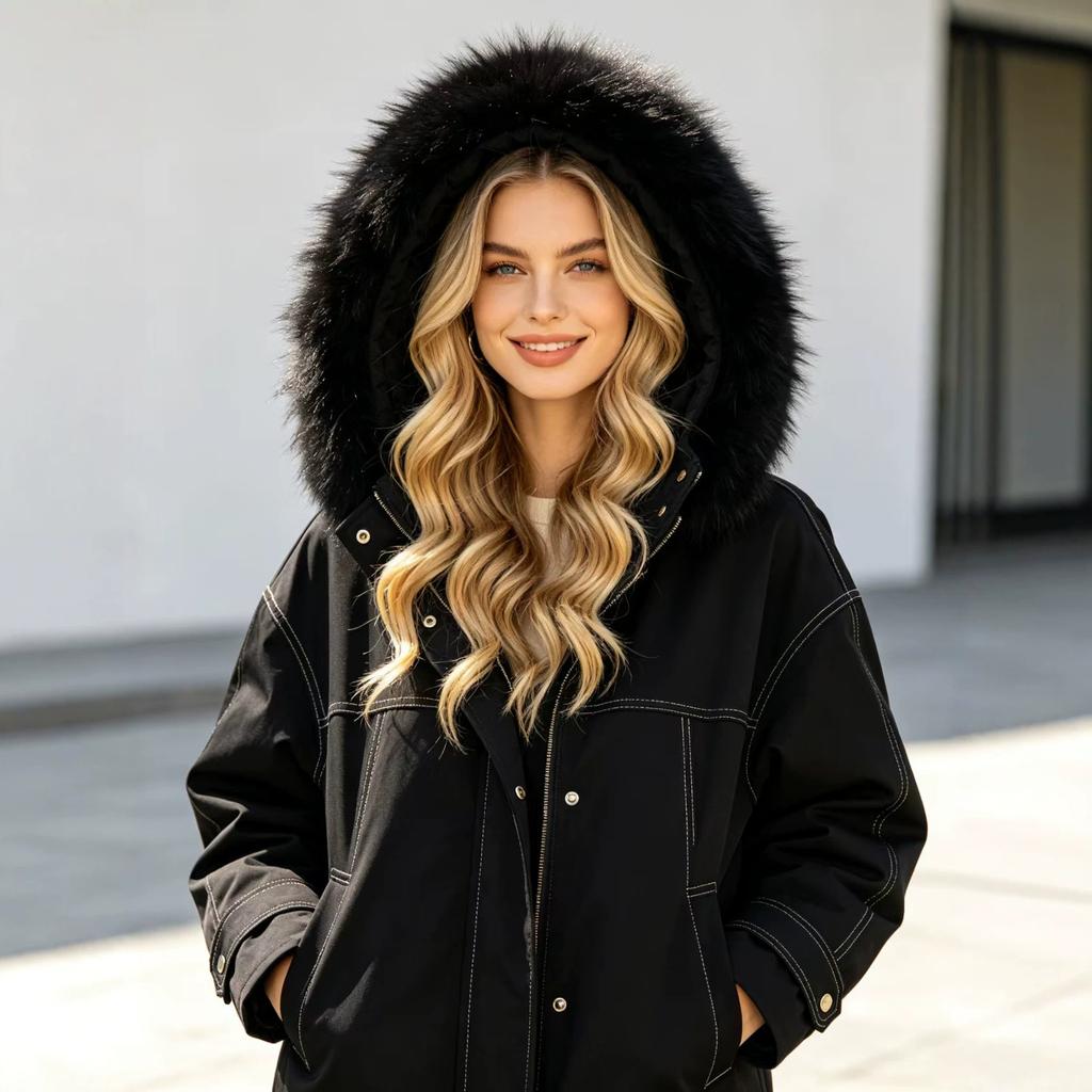 fur collar jacket cotton clothes men's and women's loose American tooling winter new plush warm short cotton coat