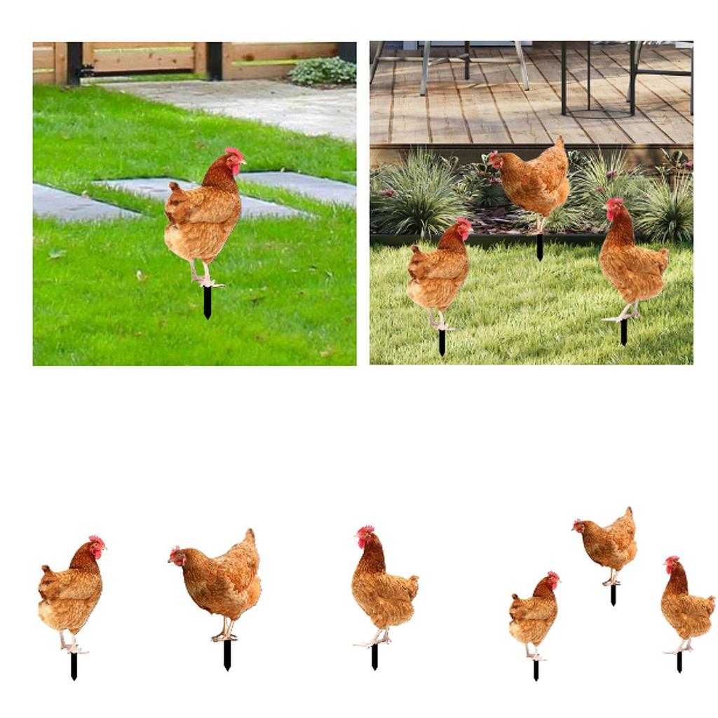 Garden Stakes Decoration Easy To Use Artwork Ornaments Acrylic Figurine Chicken Sculpture for Backyard Patio Garden Porch Fence
