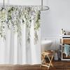 1PC Green Sage Plants Pattern Printed Shower Curtain, Waterproof and Washable, with 12 Hooks, Bathroom Shower, Bathtub, Home Use