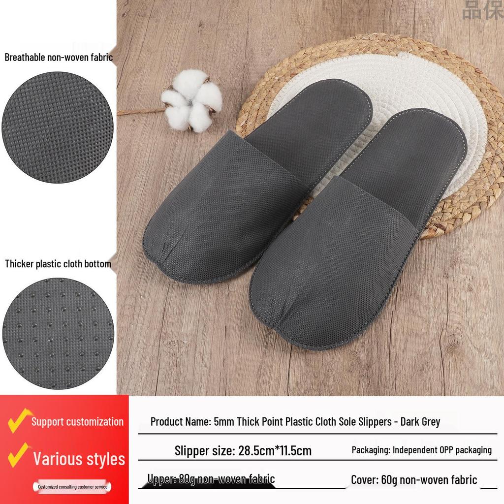 Luxusní pratelné protiskluzové pantofle z perlové bavlny pro hotelové a domácí hosty