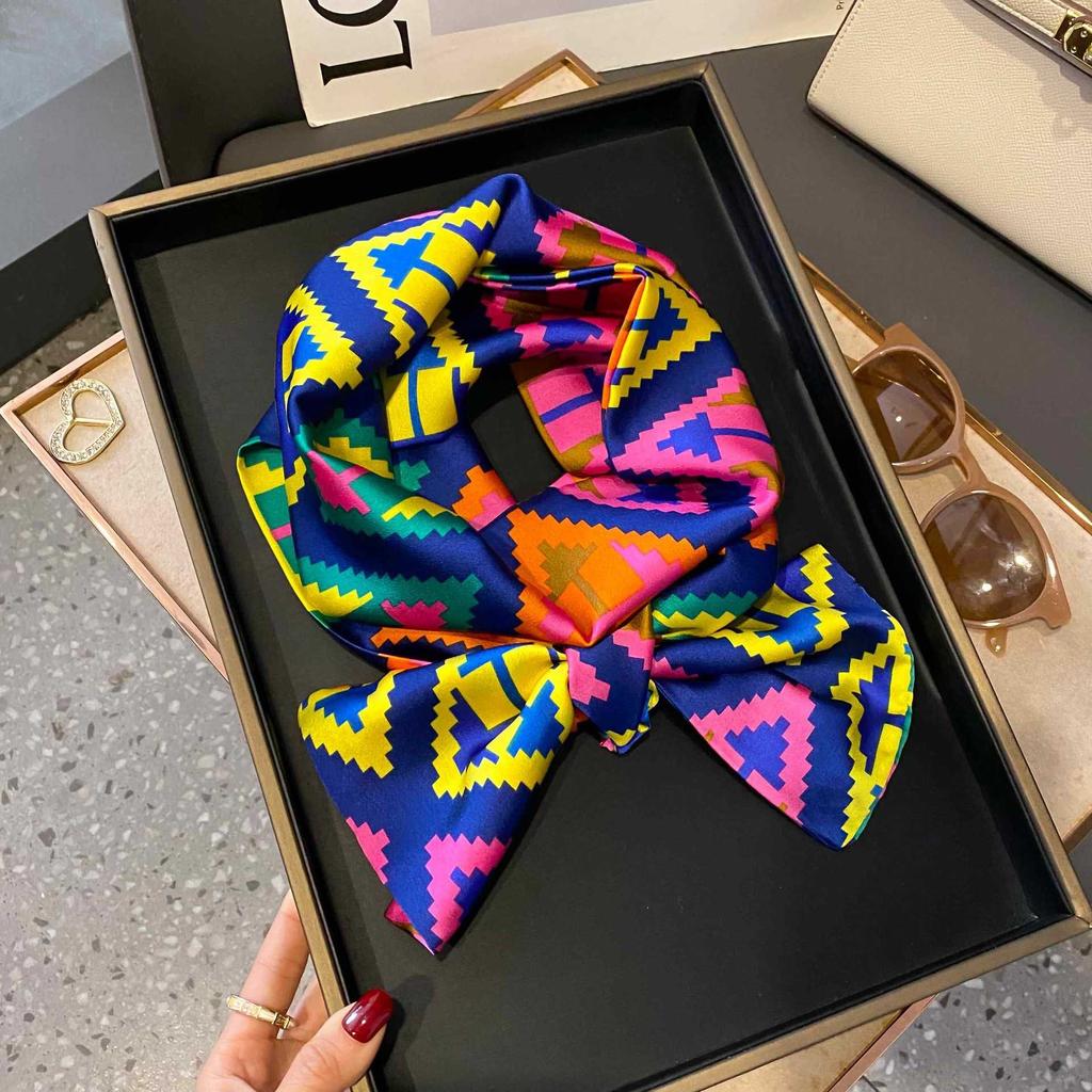Small Silk Scarf Women's Spring and Autumn Thin Korean Version Versatile Thin and Narrow Long Scarf Tied Hair Temperament Square Scarf with Suit Shirt