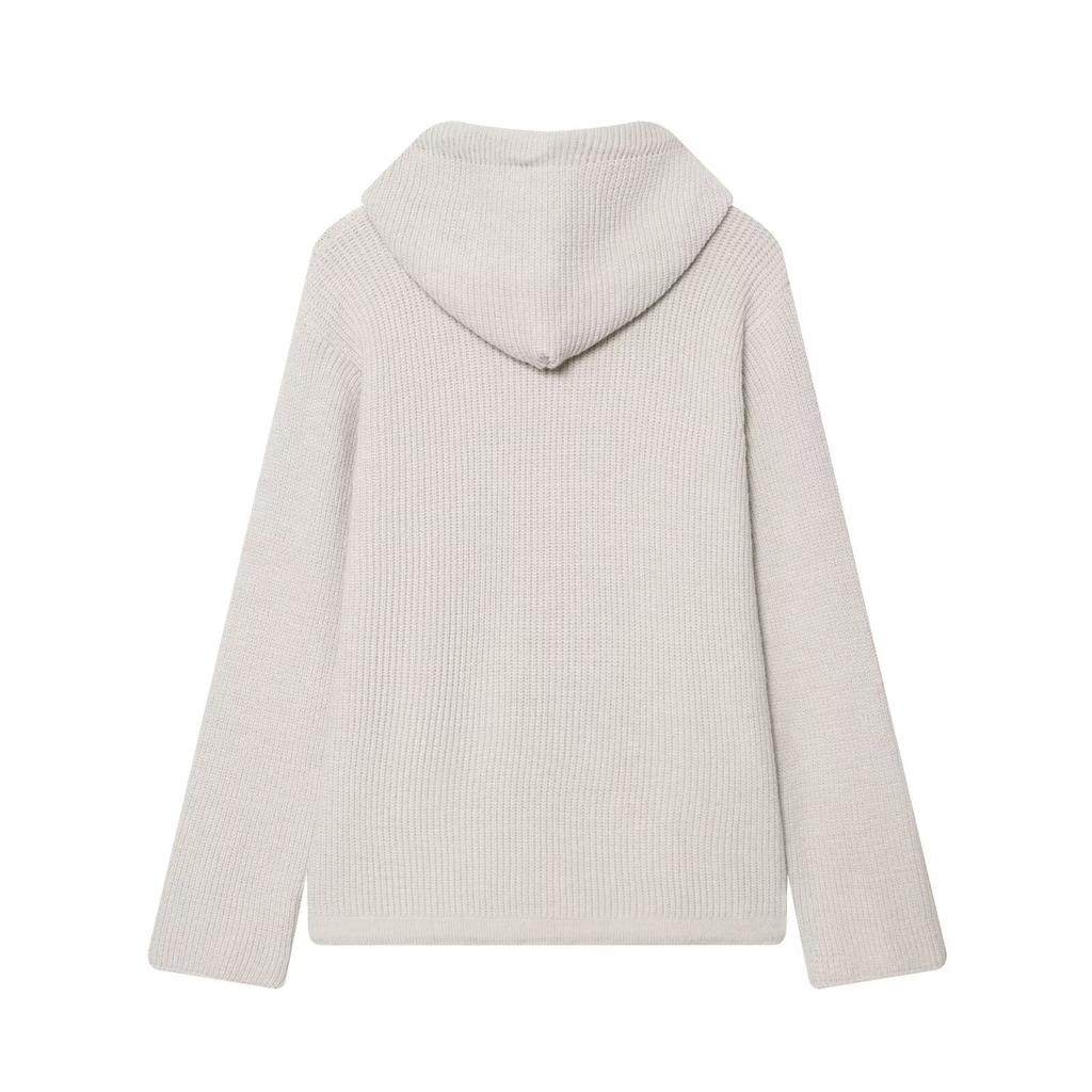 European and American style, new women's clothing, fashionable, casual, versatile, hooded knitted zipper fir
