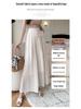 Women's Summer 2024 High-Waist Drape Pants Skirt - Ice Silk & Cotton-Linen Blend with Elastic Waist and Straps