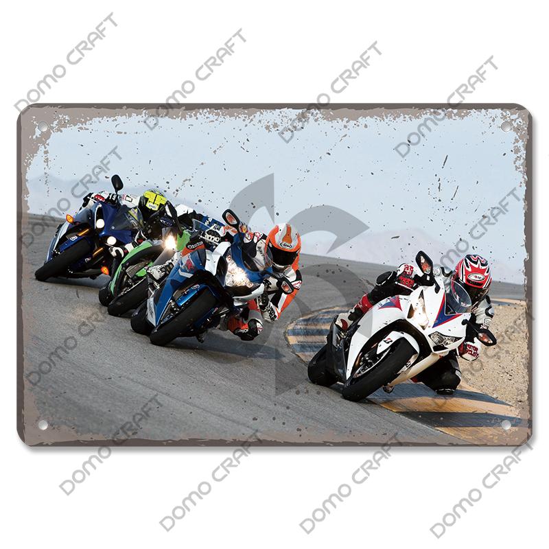 Motorcycle Racing Poster Vintage Metal Plate Racer Athlete Metal Tin Signs Retro Wall Decor Club Pub Bar Man Cave