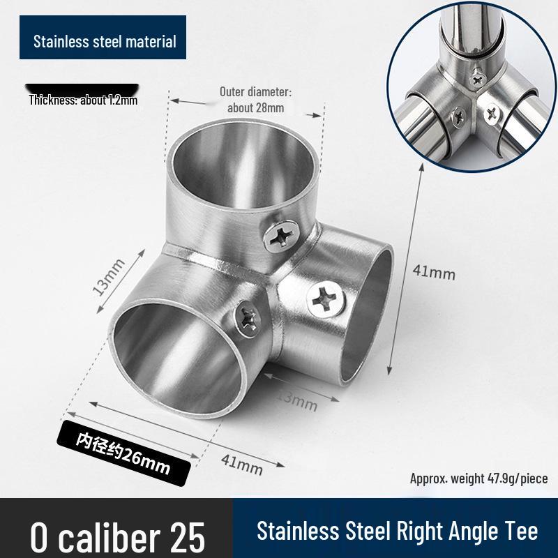 Stainless Steel Right Angle Tee Connector 19mm-32mm Joint Elbow Assembly Frame Fastener