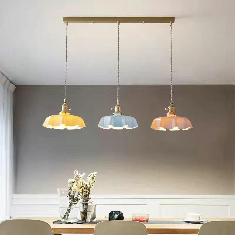 Wabi-Sabi French Retro Cream Glass Chandelier for Aisle, Entrance, Bedside, Bar, Island, Dining Room