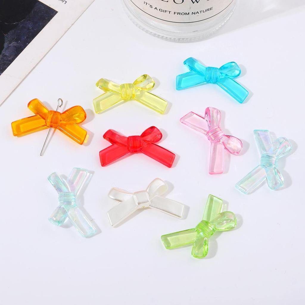 4Pcs Plastic Acrylic Butterfly Bowknot Bows Beads Charm for Necklace Bracelet Earring Hair Ornaments DIY Jewelry Accessories