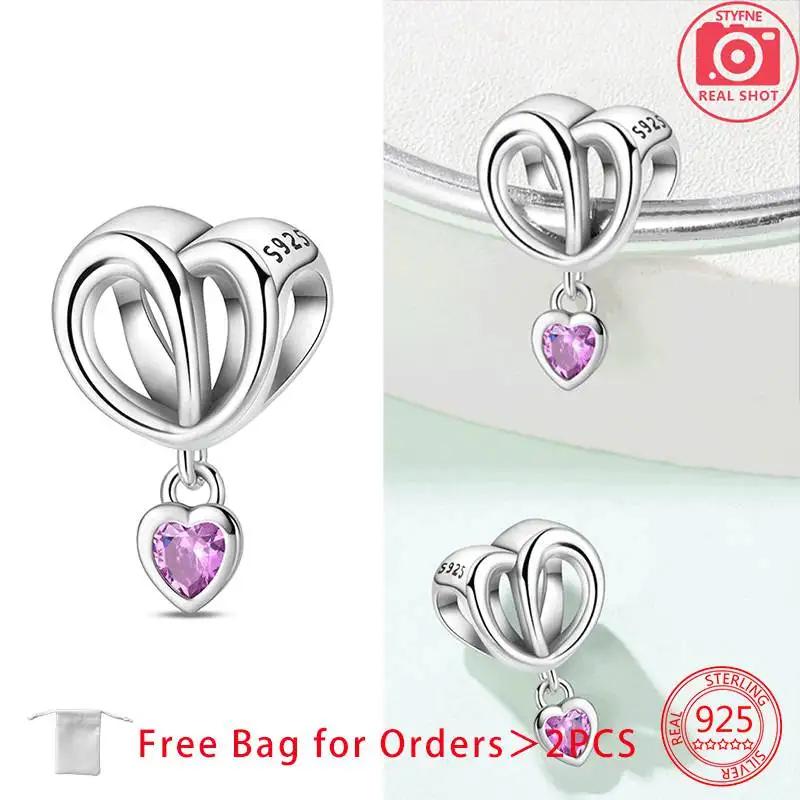 Forever Love Heart Pendant Beads Fit Original Charms Copper Bracelets Beads For Women Diy Jewelry Making Gift