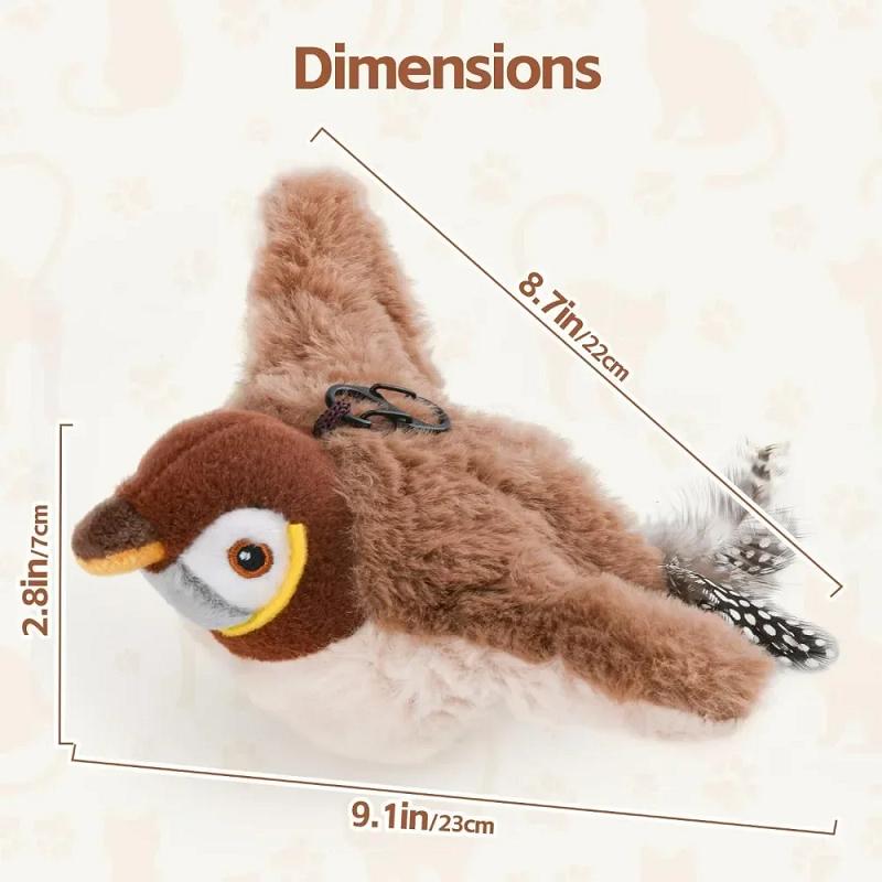 Hot Cat Interactive Toys Catnip Electric Pat Bird Dog Cats Touch-Activated Squeaky Plush Toy Pet USB Rechargeable Cat Toy