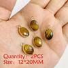 2PCS Natural Yellow Tiger Eye Stone Pendant Heart Star Drop Shape Symbolizing bravery and wealth protection Amulet Healing Charm