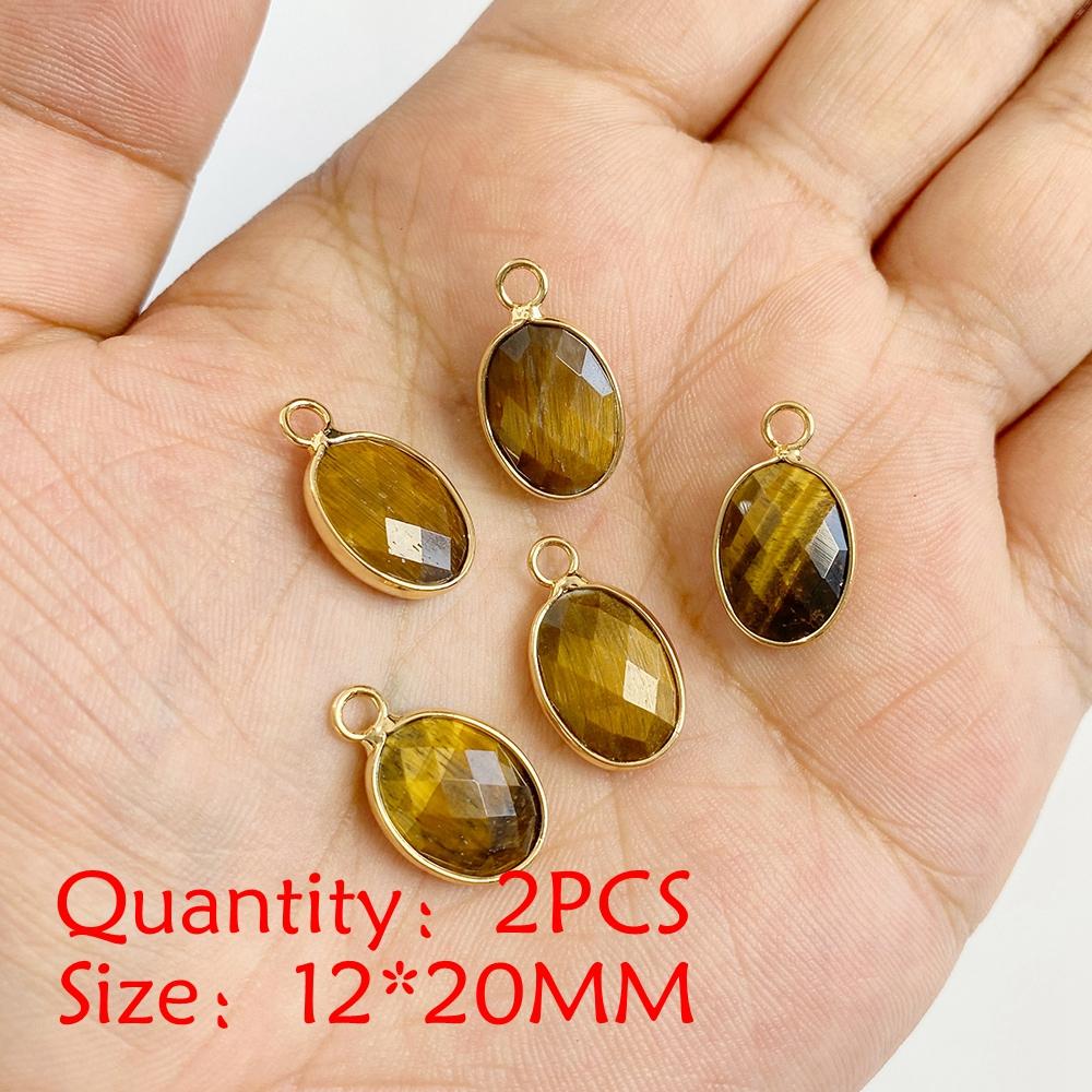 2PCS Natural Yellow Tiger Eye Stone Pendant Heart Star Drop Shape Symbolizing bravery and wealth protection Amulet Healing Charm