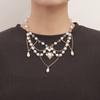 Modische Quasten-Halskette Elegante mehrschichtige Halskette Perlen-Halskette Schlüsselbein-Kette Schmuckzubehör für Damen