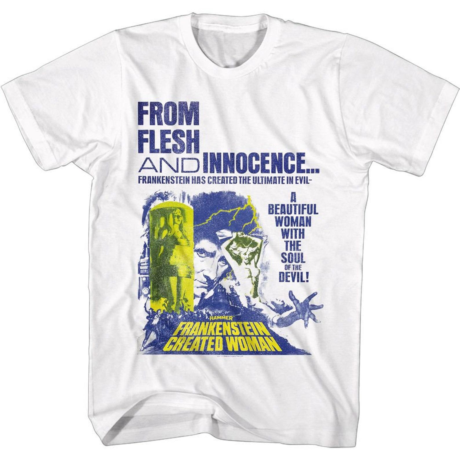 Hammer Horror Flesh and Innocence Frankenstein White Adult T-Shirt 4XL