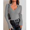Women's Fashion Long Sleeve Casual Pullover Tops Autumn Winter Femme Knit Pull Sweater