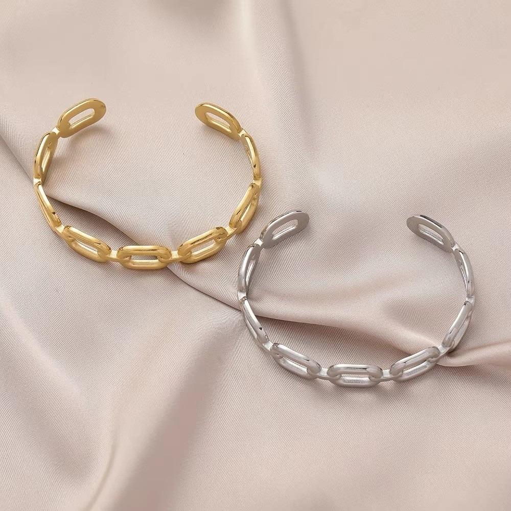 Gold Color Square Link Bracelet Hollow Out Women Bangle Open Cuff Bracelet  Wedding Jewelry Gift