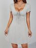 French Style V-neck Bow Dress - Slimming & Waist-Cinching Summer Design